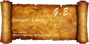 Gerger Edvin névjegykártya
